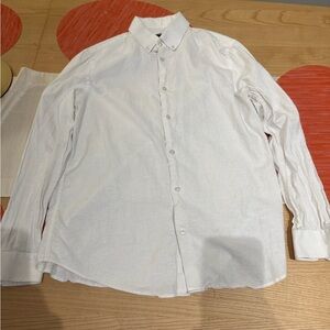 Express white linen blend dress shirt, slim 1mx medium for men!
